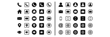 business card icon set, business card vector set sign symbol for contact us