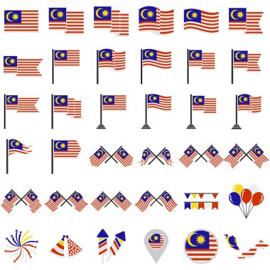 Malaysia flag icon set, Malaysia independence day icon set vector sign symbol