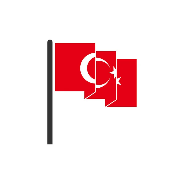Turquía Banderas Icono Conjunto Turquía Día Independencia Icono Conjunto Vector — Archivo Imágenes Vectoriales