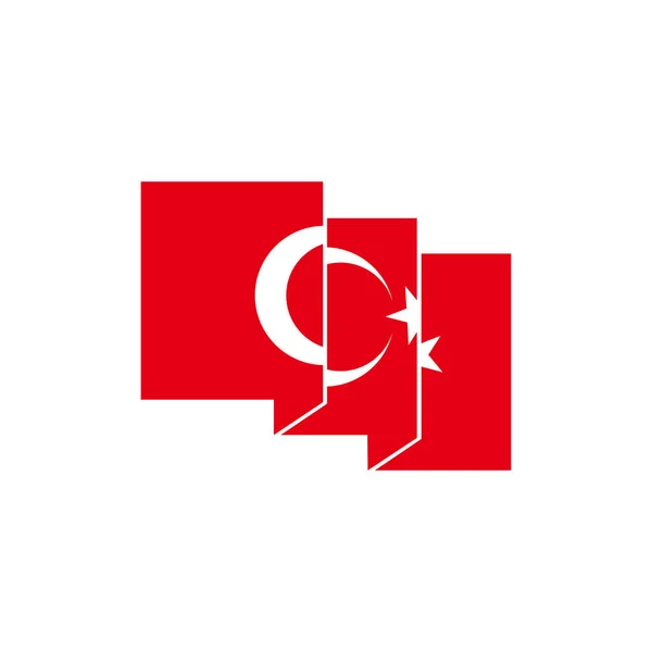 Turquie Drapeaux Icône Ensemble Turquie Indépendance Jour Icône Ensemble Vecteur — Image vectorielle