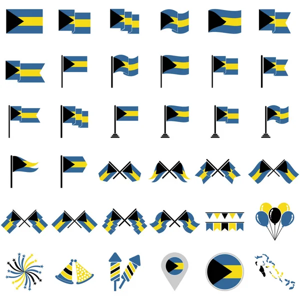 stock vector Bahamas flags icon set, Bahamas independence day icon set vector sign symbol