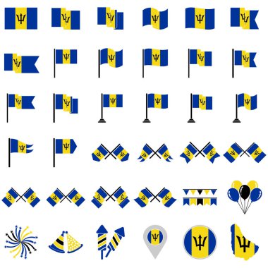 Barbados bayrak simgesi seti, Barbados bağımsızlık günü simgesi vektör işareti belirledi