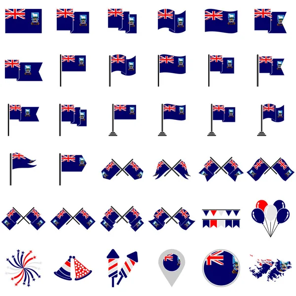 stock vector Falkland Island flags icon set, Falkland Island independence day icon set vector sign symbol