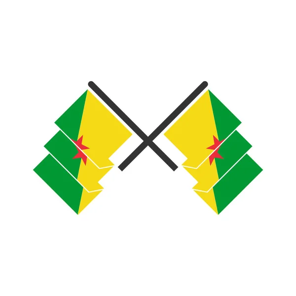 Set Bandiere Della Guiana Francese Icona Del Giorno Dell Indipendenza — Vettoriale Stock