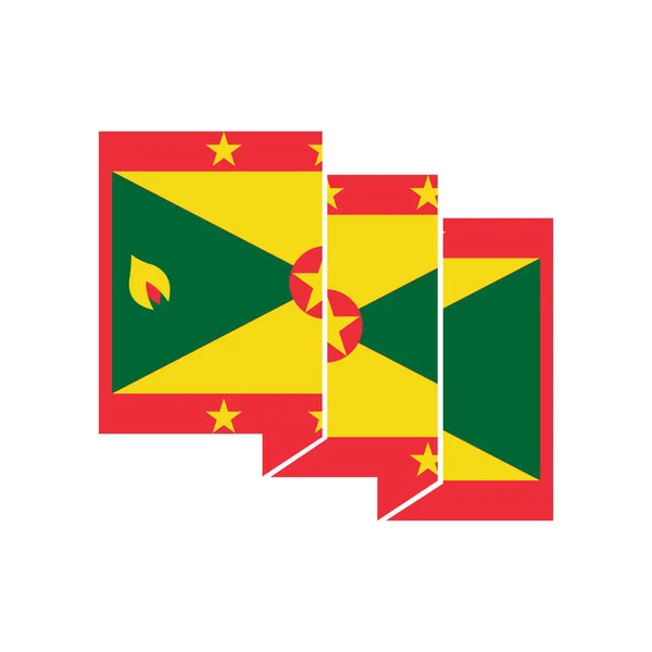 Grenada Flaggor Ikon Set Grenada Självständighet Dag Ikon Uppsättning Vektor — Stock vektor