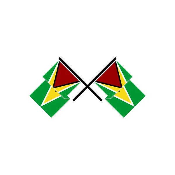 Gujana Flagi Zestaw Ikon Ikona Dzień Niepodległości Gujana Ustawić Symbol — Wektor stockowy