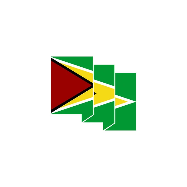 Guyana Banderas Icono Conjunto Guyana Independencia Día Icono Conjunto Vector — Vector de stock