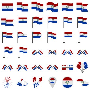 Paraguay bayrak simgesi seti, Paraguay bağımsızlık günü simgesi vektör işareti belirlendi