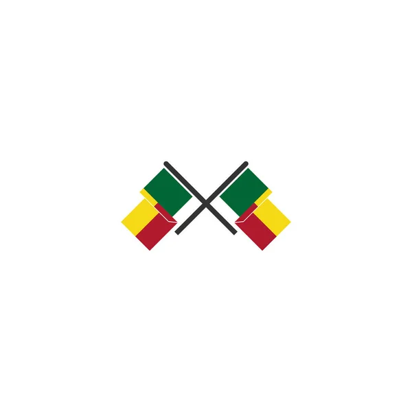 Conjunto Ícones Bandeiras Benin Ícone Dia Independência Benin Conjunto Símbolo — Vetor de Stock