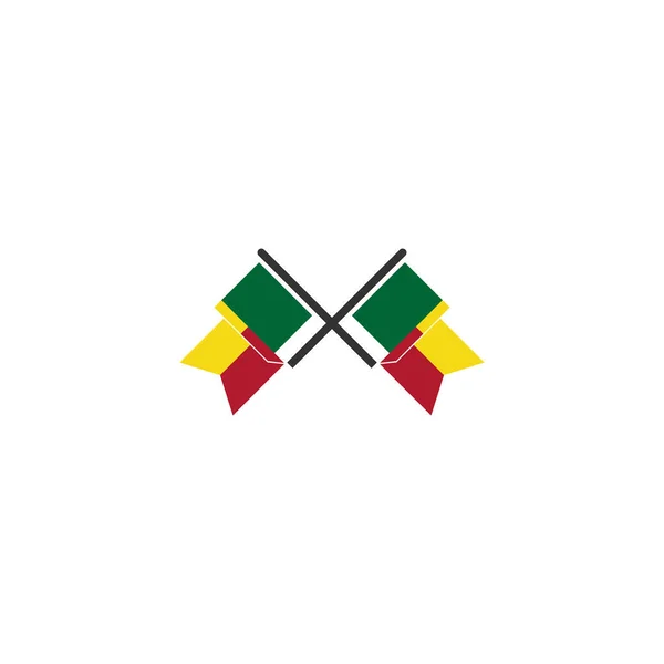 Benin Flagi Zestaw Ikon Benin Dzień Ikona Ustawić Symbol Znaku — Wektor stockowy