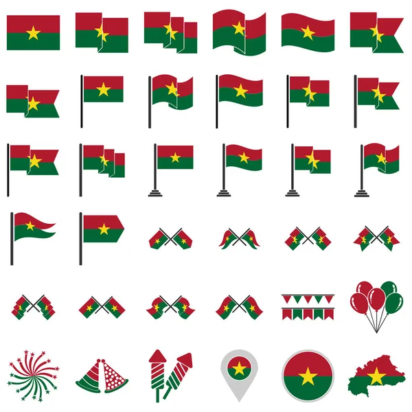 Burkina Faso Bandeiras Conjunto Ícones Burkina Faso Independência Dia Ícone — Vetor de Stock