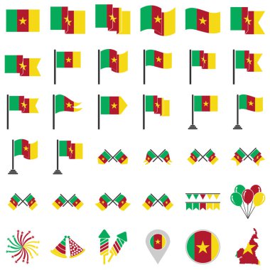 Kamerun bayrak simgesi seti, Kamerun bağımsızlık günü simgesi vektör işareti belirlendi