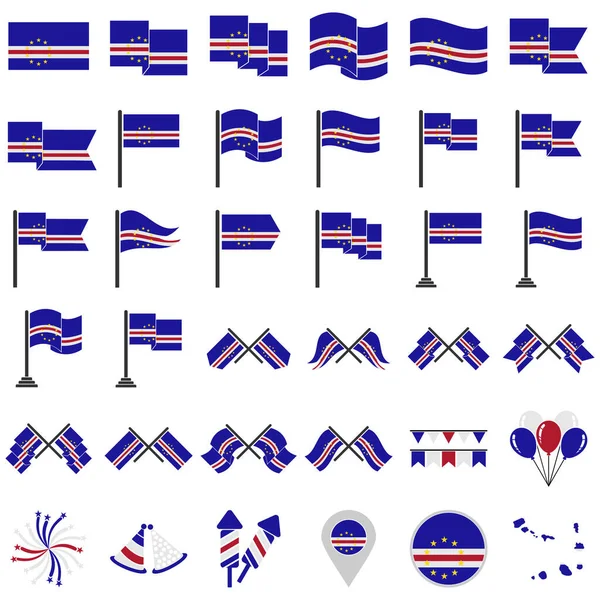 stock vector Cape verde flags icon set, Cape verde independence day icon set vector sign symbol