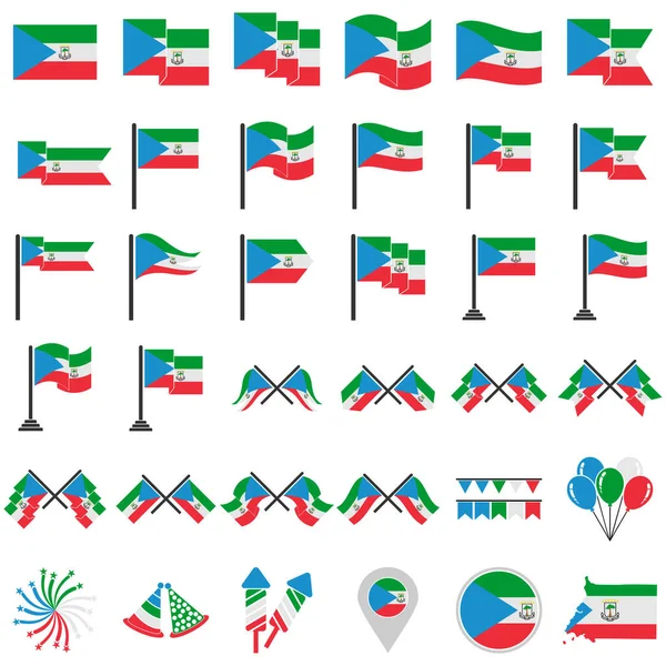 Ισημερινή Σημαία Εικονίδιο Που Ισημερινή Ημέρα Ανεξαρτησίας Της Γουινέας Εικονίδιο — Διανυσματικό Αρχείο
