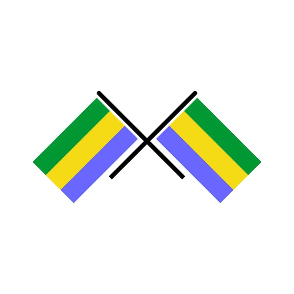 Gabon Flaggor Ikon Set Gabon Självständighet Dag Ikon Uppsättning Vektor — Stock vektor