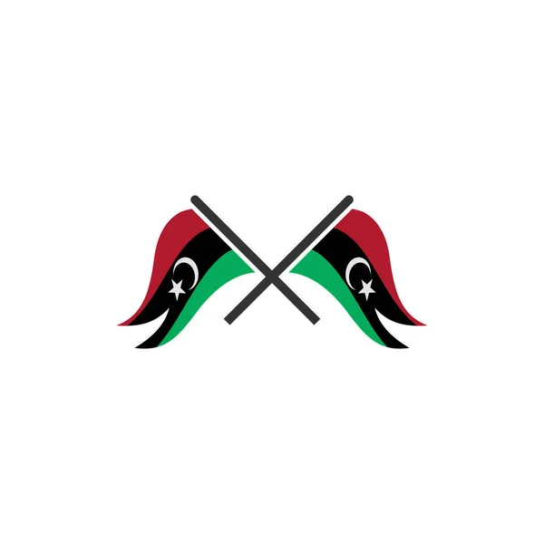 Набор Иконок Флагов Ливии Значок Дня Независимости Ливии — стоковый вектор