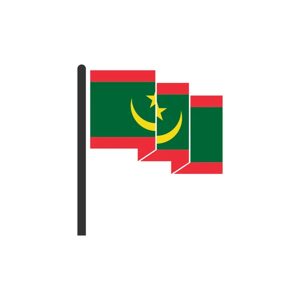 Mauritania Banderas Icono Conjunto Mauritania Día Independencia Icono Conjunto Vector — Vector de stock