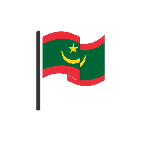 Ikona Mauritánských Vlajek Nastavena Ikona Mauritánie Den Nezávislosti Nastavena Vektorový — Stockový vektor