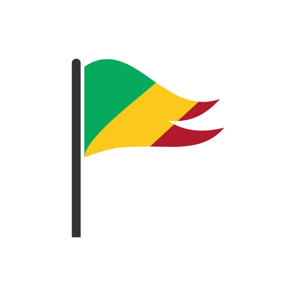 República Del Conjunto Iconos Banderas Congo República Del Símbolo Signo — Vector de stock