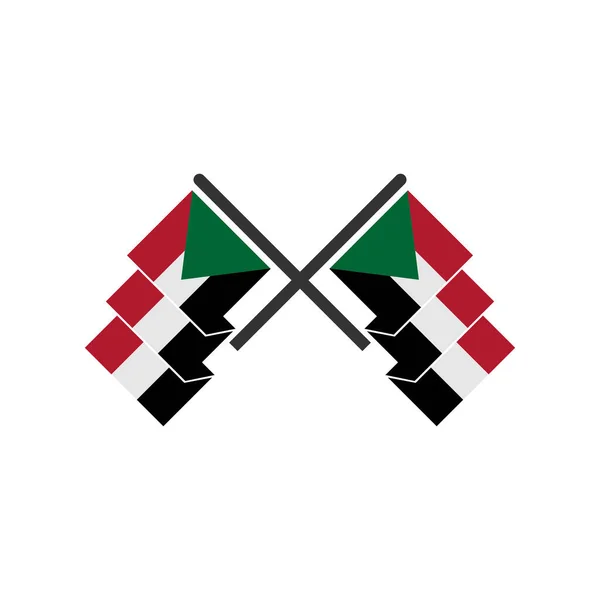 Zestaw Ikon Flagi Sudanu Ikona Dnia Niepodległości Sudanu — Wektor stockowy