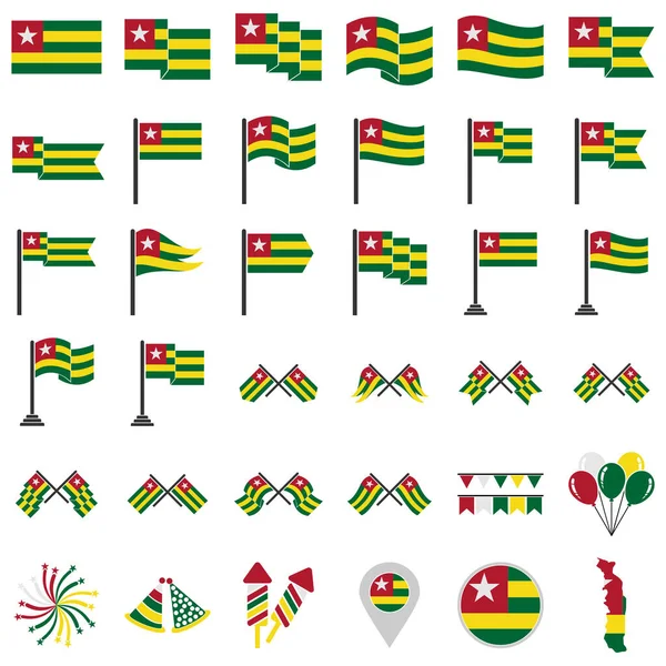 Togo Banderas Conjunto Iconos Togo Día Independencia Icono Conjunto Símbolo — Vector de stock