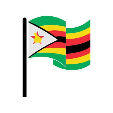 Zimbabwe bayrak simgesi seti, Zimbabwe bağımsızlık günü simgesi vektör işareti belirle