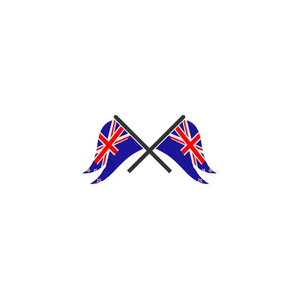 Nya Zeeland Flagga Ikon Set Nya Zeeland Självständighet Dag Ikon — Stock vektor