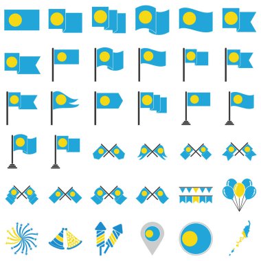 Palau bayrak simgesi seti, Palau bağımsızlık günü simgesi vektör işareti belirlendi