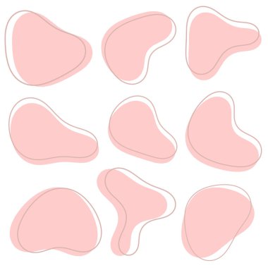 Pink Blobs Vector Collection Or Organic Shapes with abstract outline