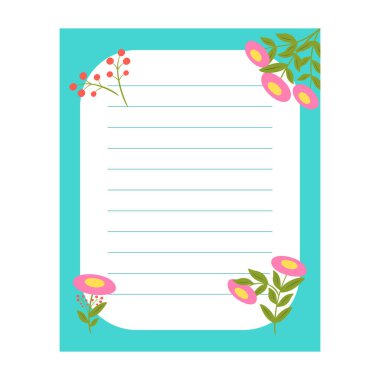 Çocuklar için defter şablonu. Sevimli kart notları, not kağıdı, liste, not, not, kontrol listesi, renkli sayfalı planlayıcı.