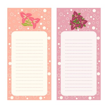 Çocuklar için defter şablonu. Sevimli kart notları, not kağıdı, liste, not, not, kontrol listesi, renkli sayfalı planlayıcı.