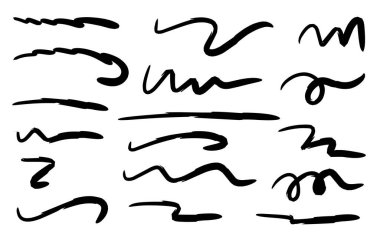 El çizilmiş vektör kümesi altı çizili vuruşlar izole edilmiş beyaz arkaplan.