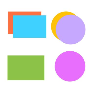 Dairelerin ve dikdörtgenlerin basit geometrik şekilleri bilgi grafiği veya çerçeve tasarımları için uygundur.