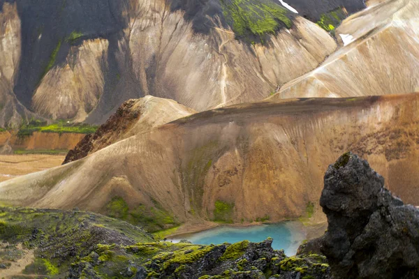 Landmannalaugar Είναι Ένα Μέρος Στο Fjallabak Nature Reserve Στα Highlands — Φωτογραφία Αρχείου