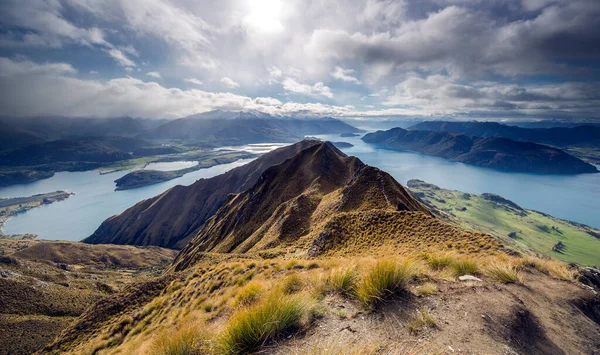 Beautiful Nature Landscape Mountains Sea New Zeeland 스톡 이미지