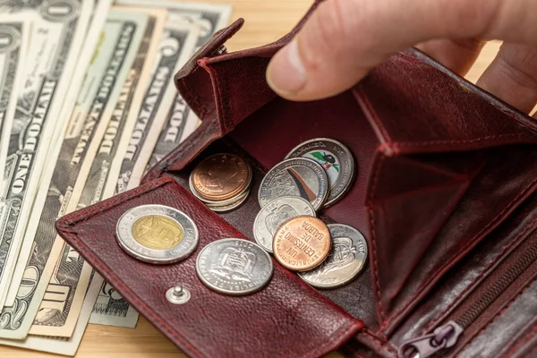Παναμάς Χρήματα Balboa Νομίσματα Πορτοφόλι Και Δολάρια Φόντο Οικονομική Έννοια — Φωτογραφία Αρχείου