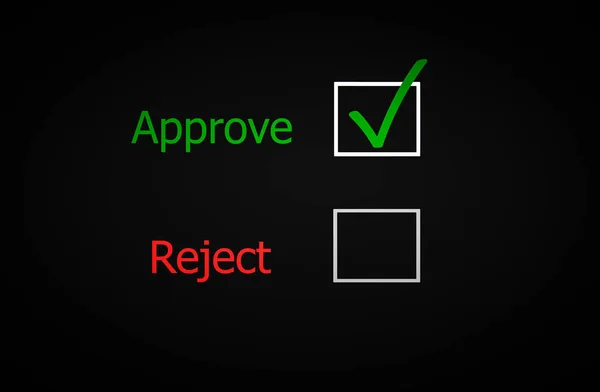 Approved and rejected symbols, selected acceptance, making a choice, confirming consent, business and document concept highlighting the right answer