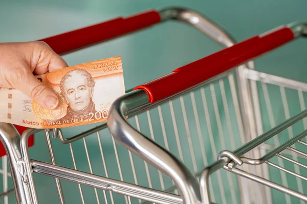 Şili Deki Enflasyon Fiyat Artışları Günlük Alışverişler Alışveriş Arabaları 000 — Stok fotoğraf