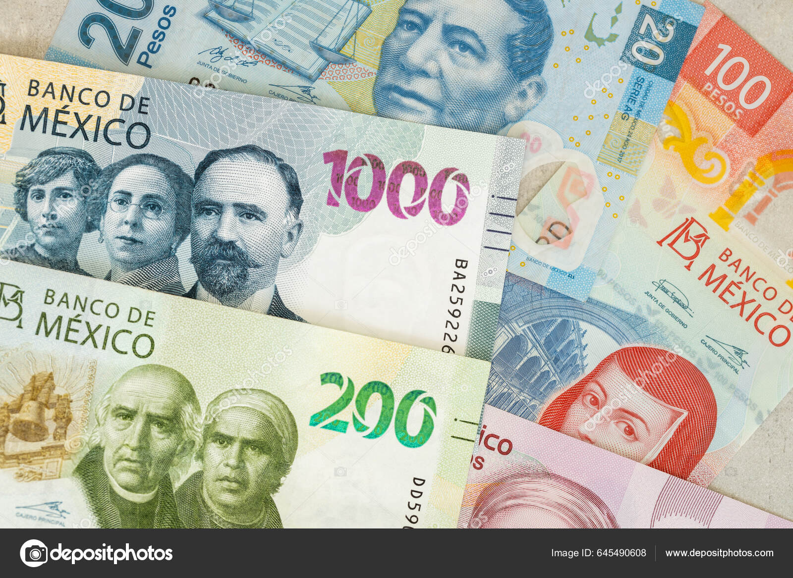 墨西哥货币所有比索钞票商业背景墨西哥货币——图库图片© rochu_2008 #645490608