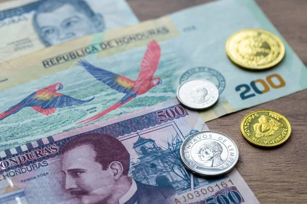 Honduras Monnaie Billets Suprêmes Petites Pièces Concept Financier Gros Plan — Photo