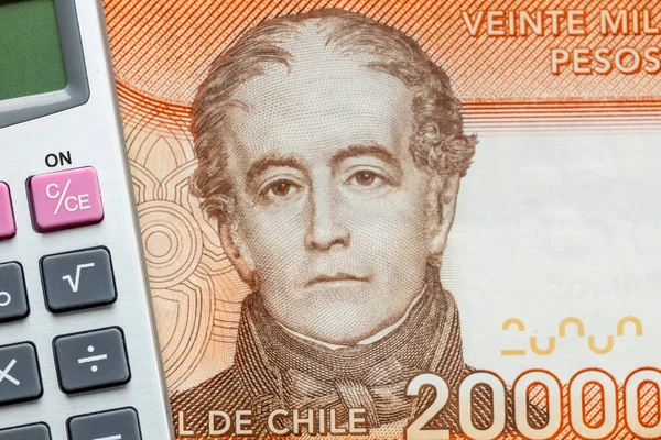Chile Más Alto Valor Calculadora Billete 20000 Mil Pesos Concepto — Foto de Stock
