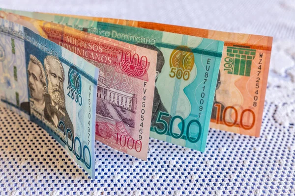 Argent République Dominicaine Billets Banque Nouvelle République Dominicaine Sur Table — Photo