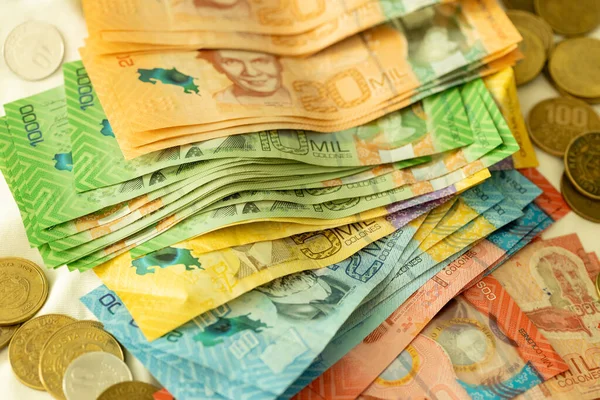 Costa Rica Money Business Financial Background Sacco Banconote Monete Tutti — Foto Stock