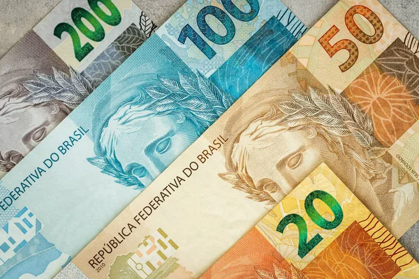 Brasilien Finans Brasilianska Kontanter Toppnotor Affärsidé — Stockfoto