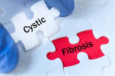 Cystic fibrosis (CF) is a rare genetic disease that affects not only the lungs, but also the pancreas, liver, kidneys and intestines. Cystic fibrosis, Disease detection and treatment, Puzzle lettering clipart