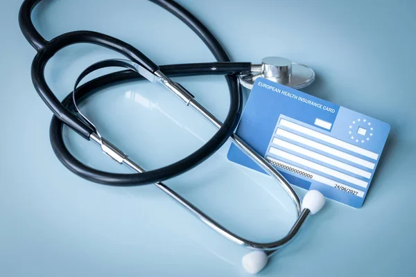 Kartu Asuransi Kesehatan Eropa Kantor Dokter Konsep Dokumen Uni Eropa — Stok Foto