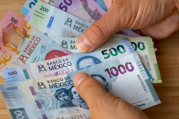 Meksika Elinde Bir Tomar Para Mali Konsept Meksika Başarısı — Stok fotoğraf