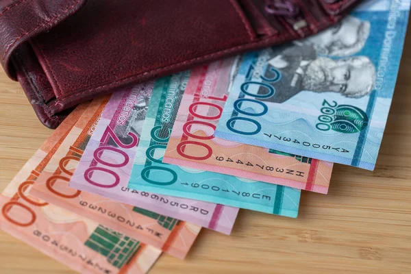 Домініканська Республіка Гроші Виходять Гаманця Фінансова Концепція Закриття — стокове фото
