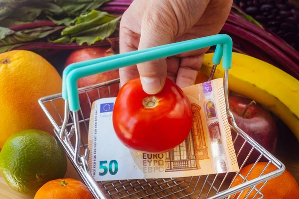 Prices Vegetables Fruits European Union Countries Financial Concept Tomato Put — Stock Photo, Image