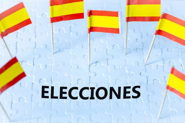 Elecciones España Concepto Bandera Española Texto Elecciones Que Significa Votar — Foto de Stock